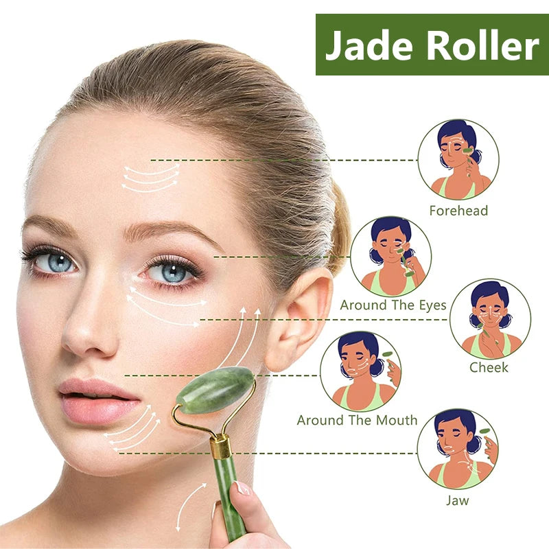 Natural Jade Roller Face Gua Sha Massager Face Roller liftting Anti-wrinkle Gua Sha Jade Stone Face Massager Beauty Skin Care