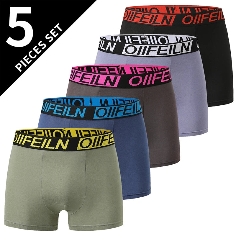 4/5Pcs European and American Size MEN'S Printed Fashion Boyshort Comfortable MEN'S Waist Plus Size Underwear Sexy Swimming Trunk