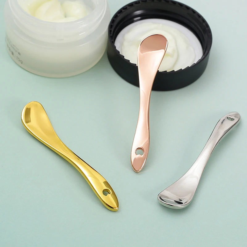 Makeup Beauty Spoons For Cream, Lotions, Moisturizer Metal Cosmetic Skincare Spatula, Mini Mask Facial Reusable Scoop,