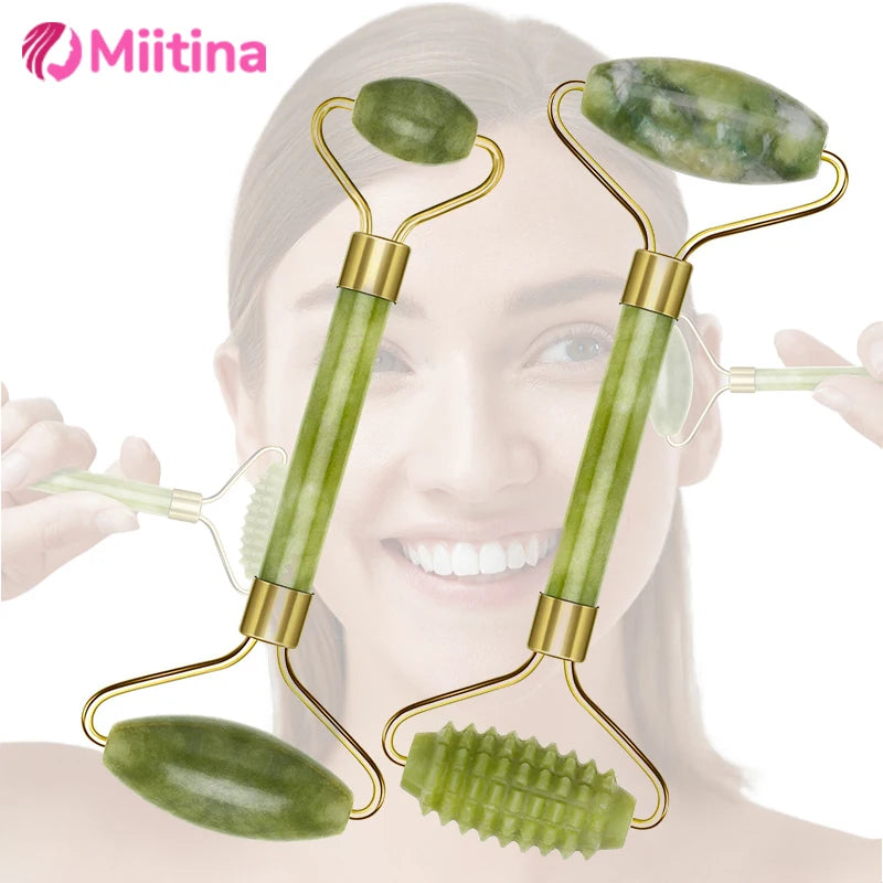 Natural Jade Roller Face Gua Sha Massager Face Roller liftting Anti-wrinkle Gua Sha Jade Stone Face Massager Beauty Skin Care