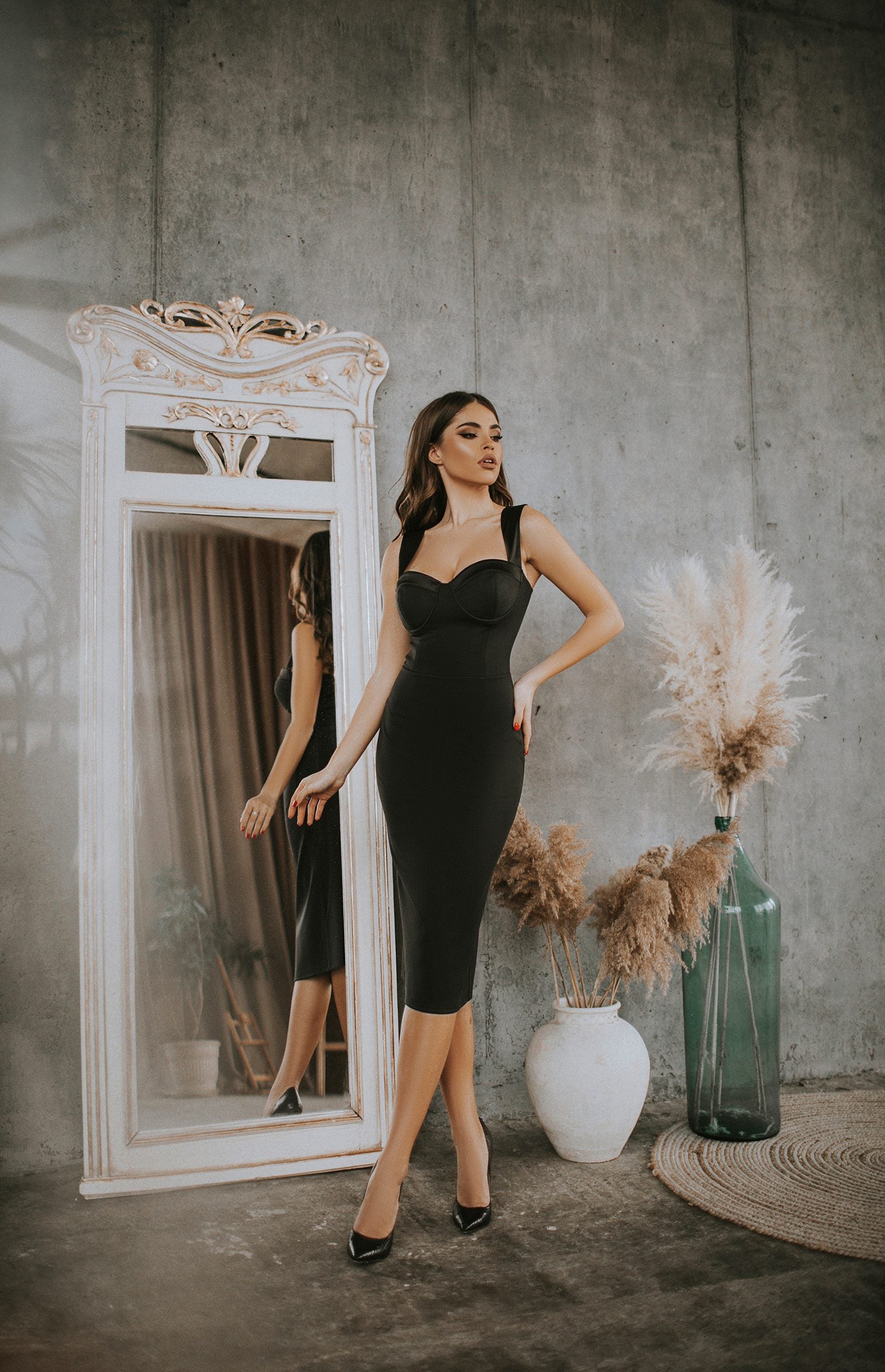 elegant white body con dress