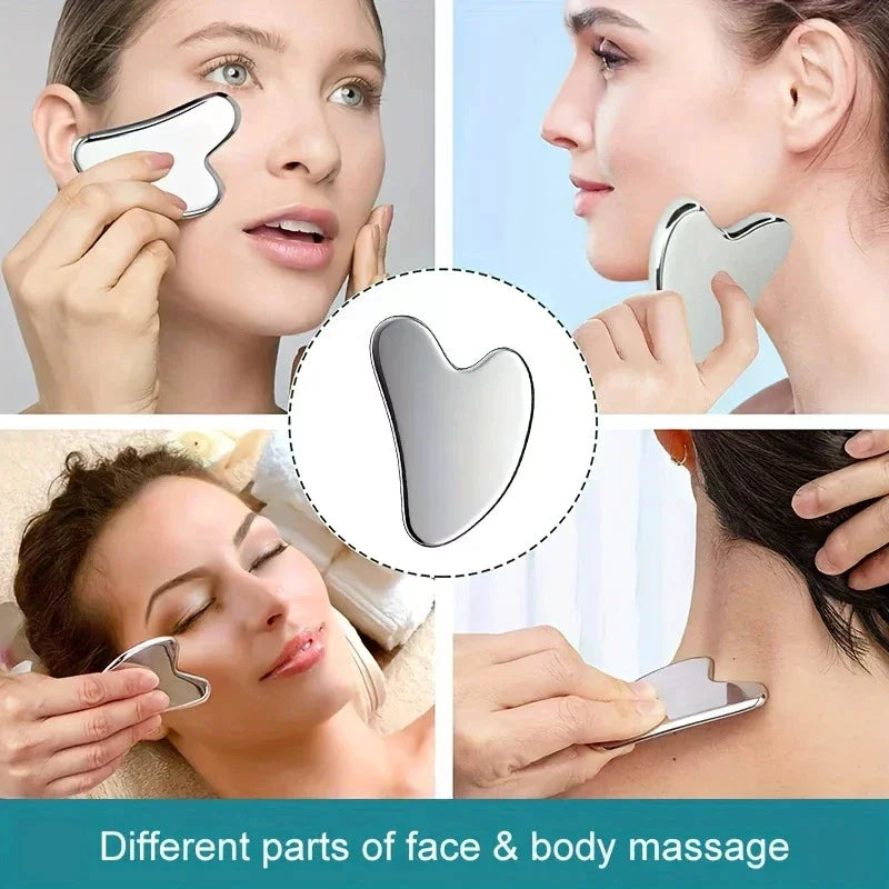 Stainless Steel Gua Sha Ice Face Roller Kit 3PCS Beauty Cooling Facial Tool For Lifting Puffiness Reduction Skin Care